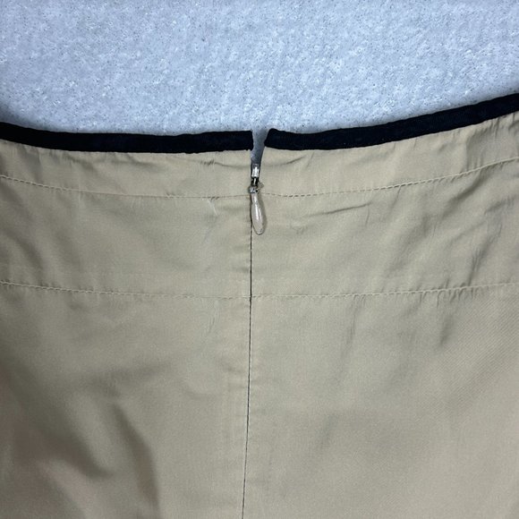 Lida Baday Skirt Womens 10 Tan Silk‎ Blend Pleated Lined Back Slit Officecore - Picture 5 of 15